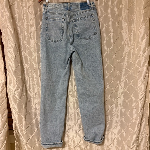 Abercrombie 90s Straight Ultra High Rise Jeans Criss Cross Waist Light Blue A&F - Picture 6 of 15